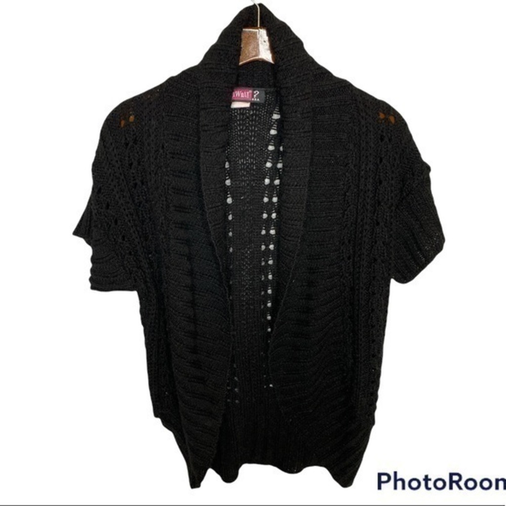 Say What? Open Knit Black Cardigan Sweater